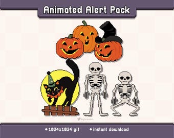 Vintage Halloween Animated Twitch Stream Alert Pack | Stream Decoration GIF