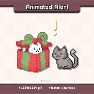 Christmas Present Kitty Animated Twitch Stream Alert | Stream Decoration GIF
