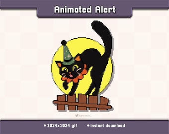 Vintage Scaredy Cat Animated Twitch Stream Alert | Halloween Stream Decoration GIF