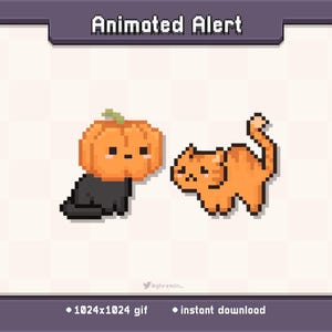 Alerta animada de Twitch de gatito calabaza espeluznante / GIF de decoración de Halloween