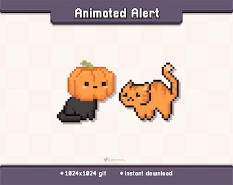Spooky Pumpkin Kitty Animated Twitch Stream Alert | Halloween Stream Decoration GIF