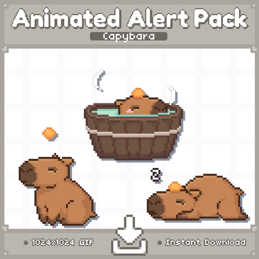 Capybara Animated Twitch Stream Alert Pack | Stream Decoration GIF ...