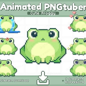 ANIMATED Pixel Froggy PNGTuber | 7 Different Expressions | Veadotube Mini Ready