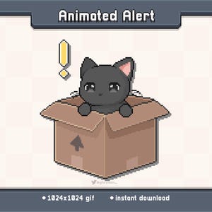 Kitty Black Box Animated Twitch Stream Alert | Stream Decoration GIF