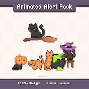 Spooky Kitty Animated Twitch Stream Alert Pack | Halloween Stream Decoration GIF