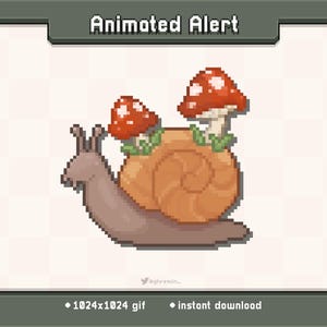 Cottagecore Mushroom Snail Animated Twitch Stream Alert | Stream Decoration GIF