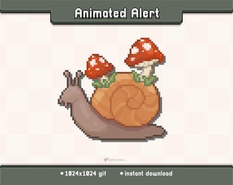 Cottagecore Mushroom Snail Animated Twitch Stream Alert | Stream Decoration GIF