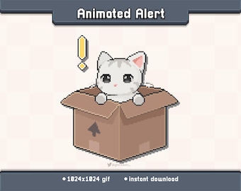 Kitty White Box Animated Twitch Stream Alert | Stream Decoration GIF