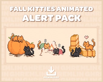 ANIMATED Fall Kitty Cat Twitch Stream Alerts | Fall Stream Pet | Stream Decoration