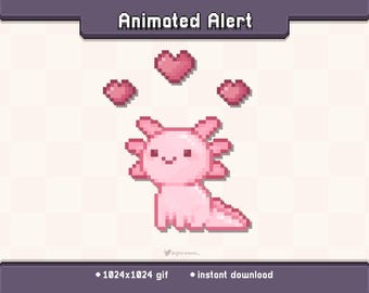 Axolotl Hearts Animated Twitch Stream Alert | Stream Decoration GIF