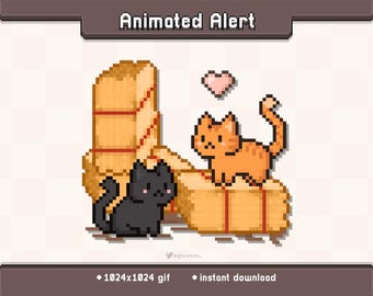 Fall Haybale Kitty Animated Twitch Stream Alert | Stream Decoration GIF