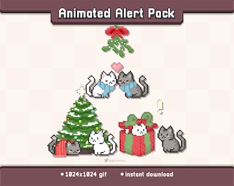 Christmas Kitty Animated Twitch Stream Alert Pack | Stream Decoration GIF