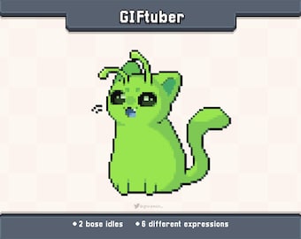 Animated GIFtuber Glorp Alien Cat Pixel Art | 8 Different Expressions | Veadotube Mini Ready