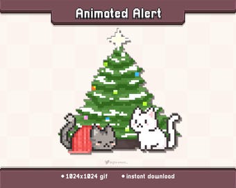 Christmas Tree Kitty Animated Twitch Stream Alert | Stream Decoration GIF