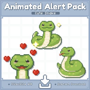 ANIMATED Cute Snake Twitch Stream Alerts | Stream Pet | Stream Decoration