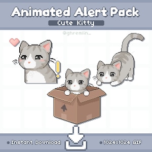 ANIMATED Tabby Kitty Cat Twitch Stream Alert Pack | Stream Pet | Stream Decoration