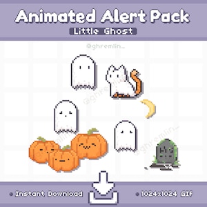 ANIMATED Little Ghost Twitch Stream Alert Pack | Halloween Stream Pet | Stream Decoration