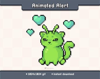 Glorp Cat Hearts Meme Animated Twitch Stream Alert | Stream Decoration GIF