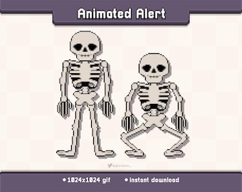 GIF animado de alerta de Twitch de esqueletos espeluznantes vintage / Decoración de transmisión de Halloween