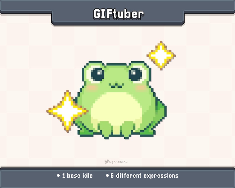 Animated Froggy Giftuber Pixel Art | 7 Different Expressions ...