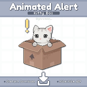 ANIMATED White Kitty Box Twitch Stream Alert | Stream Pet | Stream Decoration