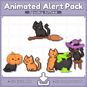 ANIMATED Spooky Kitty Cat Twitch Stream Alerts | Halloween Stream Pet | Stream Pet | Stream Decoration