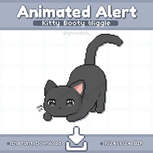 ANIMATED Black Kitty Booty Wiggle Twitch Stream Alert | Stream Pet | Stream Decoration