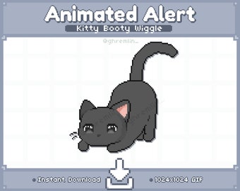 ANIMATED Black Kitty Booty Wiggle Twitch Stream Alert | Stream Pet | Stream Decoration