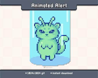 Glorp Cat Tractor Beam Meme Animated Twitch Stream Alert | Stream Decoration GIF