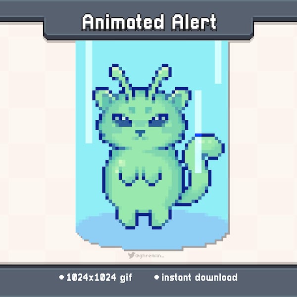 Glorp Cat Tractor Beam Meme Animated Twitch Stream Alert | Stream Decoration GIF