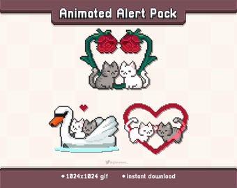 Valentine Kitty Animated Twitch Stream Alert Pack | Stream Decoration GIF