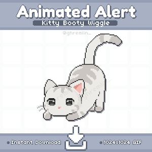 ANIMATED White Kitty Booty Wiggle Twitch Stream Alert | Stream Pet | Stream Decoration