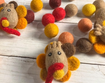 Turkey Felted Thanksgiving Wool Shapes Felt Fall Felt Shapes DIY Turkey Thanksgiving Place Setting Craft for Kids DIY