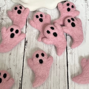Pink Ghosts Felted Halloween Wool Shapes Felt Fall Felt Shapes DIY Ghost Halloween Craft for Kids DIY