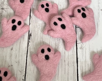 Pink Ghosts Felted Halloween Wool Shapes Felt Fall Felt Shapes DIY Ghost Halloween Craft for Kids DIY