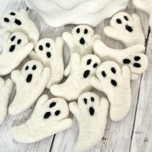 White Ghosts Felted Halloween Wool Shapes Felt Fall Felt Shapes DIY Ghost Halloween Craft for Kids DIY