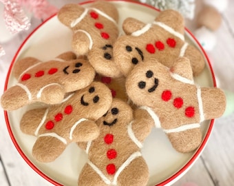 Gingerbread Felted Christmas Wool Shapes Felt Holiday Felt Shapes DIY Gingerbread Cookie Craft for Kids