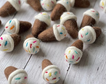 Felt Ice Cream Cone Sprinkles Felted Ice Creams Wool Felt Summer Felt Shapes DIY Ice Cream Summer Craft for Kids DIY