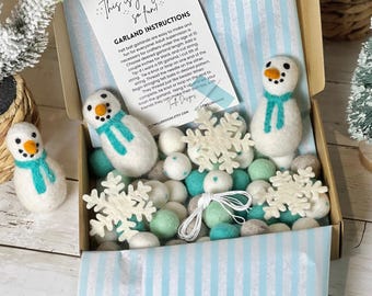 MAKE YOUR OWN! Snowman Garland! Kids Felt Ball Craft Kit Gift Limited Edition January 2024 Limited Edition diy Felt Ball Garland