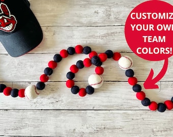 MLB, Little League, High School Custom Colored Baseball Felt Ball Garland Decoration for Man Cave or Tailgate Decorationl