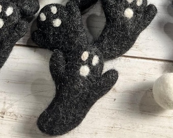 Black Ghosts Felted Halloween Wool Shapes Felt Fall Felt Shapes DIY Ghost Halloween Craft for Kids DIY