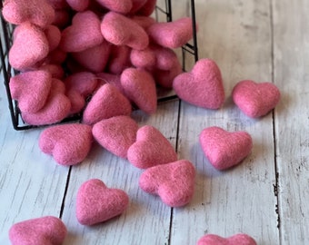 Pink Felt Hearts For Crafting DIY Garland Kit Pink Felted Heart Decoration Valentines Craft Little Kids Craft Kits DIY Garland Set