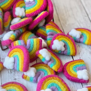Felt Rainbows with Cloud Felted Bright Rainbows Wool Felt Nursery Kids Room Felt Shapes DIY Craft for Kids DIY Kit Rainbow Spring Craft