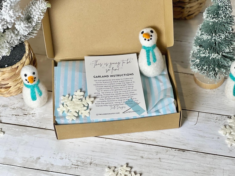 MAKE YOUR OWN! Snowman Garland! Kids Felt Ball Craft Kit Gift Limited Edition January 2024 Limited Edition diy Felt Ball Garland image 3