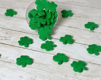 Felt Shamrocks Felted Green St. Patrick's day Shamrocks Wool Felt Spring Felt Shapes for Kids Spring Craft