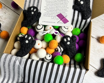 MAKE YOUR OWN! Ghost Halloween Garland! Kids Felt Craft Kit Gift Limited Edition Fall 2026 Halloween Crafts diy Felt Ball Garland