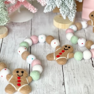 Kerst peperkoek grillig decor slinger vilten bal decoratie voor schoorsteenmantel kinderen vakantie peperkoek decoraties voor keuken