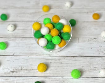 Leprechaun St Patrick's Day Felt Ball Mixture St. Patties Felt Balls Mix for Decoration or Crafting