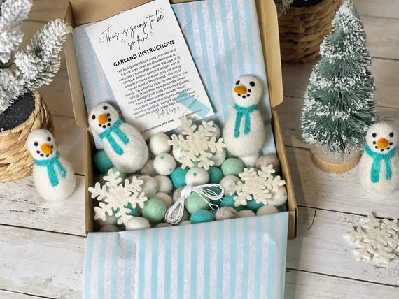 MAKE YOUR OWN! Snowman Garland! Kids Felt Ball Craft Kit Gift Limited Edition January 2024 Limited Edition diy Felt Ball Garland