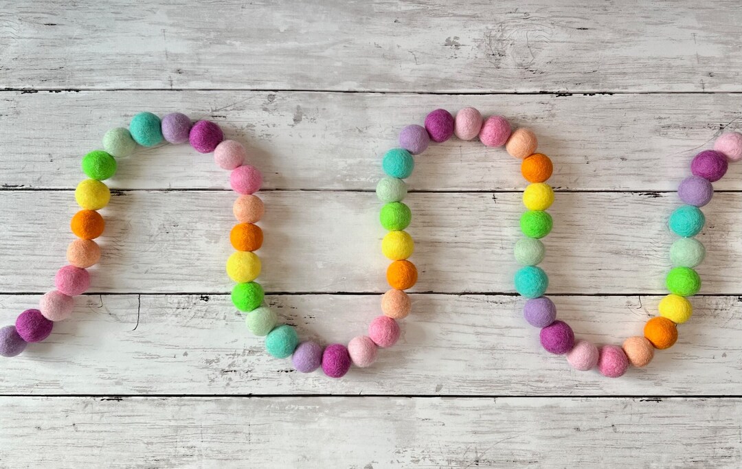 Teacher Gift Classroom Decor Rainbow Felt Ball Garland Fun Bright Felt ...